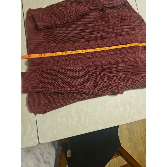 LARGE Nautica Womens Ladies Maroon Long Sleeve Cable Knit Sweater - Picture 7 of 11